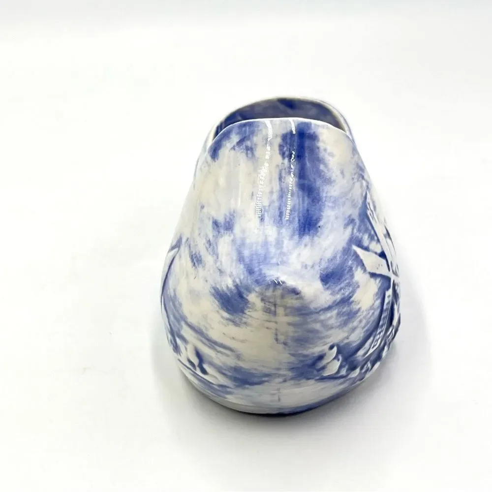 Vintage Holland Pottery Dutch Blue & White Scenic‎ Small Shoe Clog